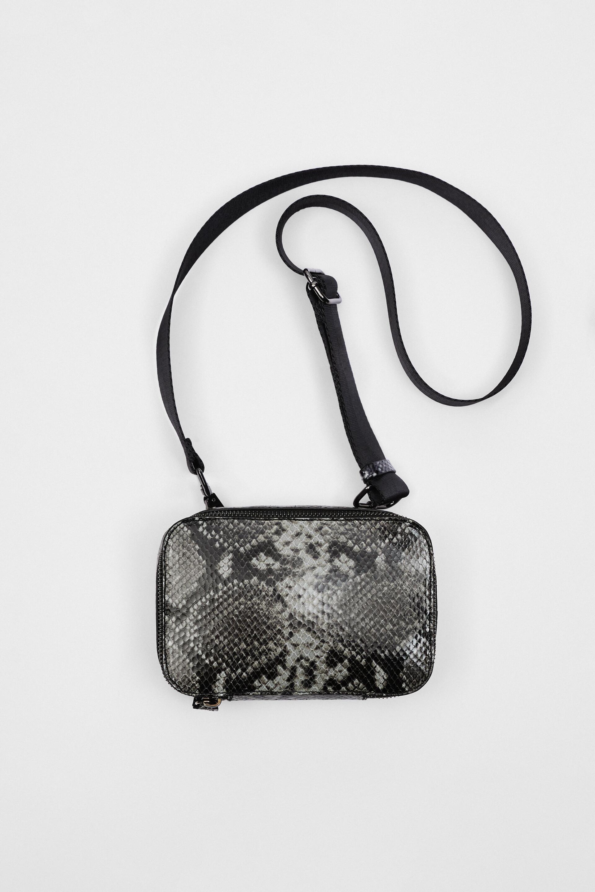 ANIMAL PRINT LEATHER CROSSBODY BAG Multicoloured ZARA Spain